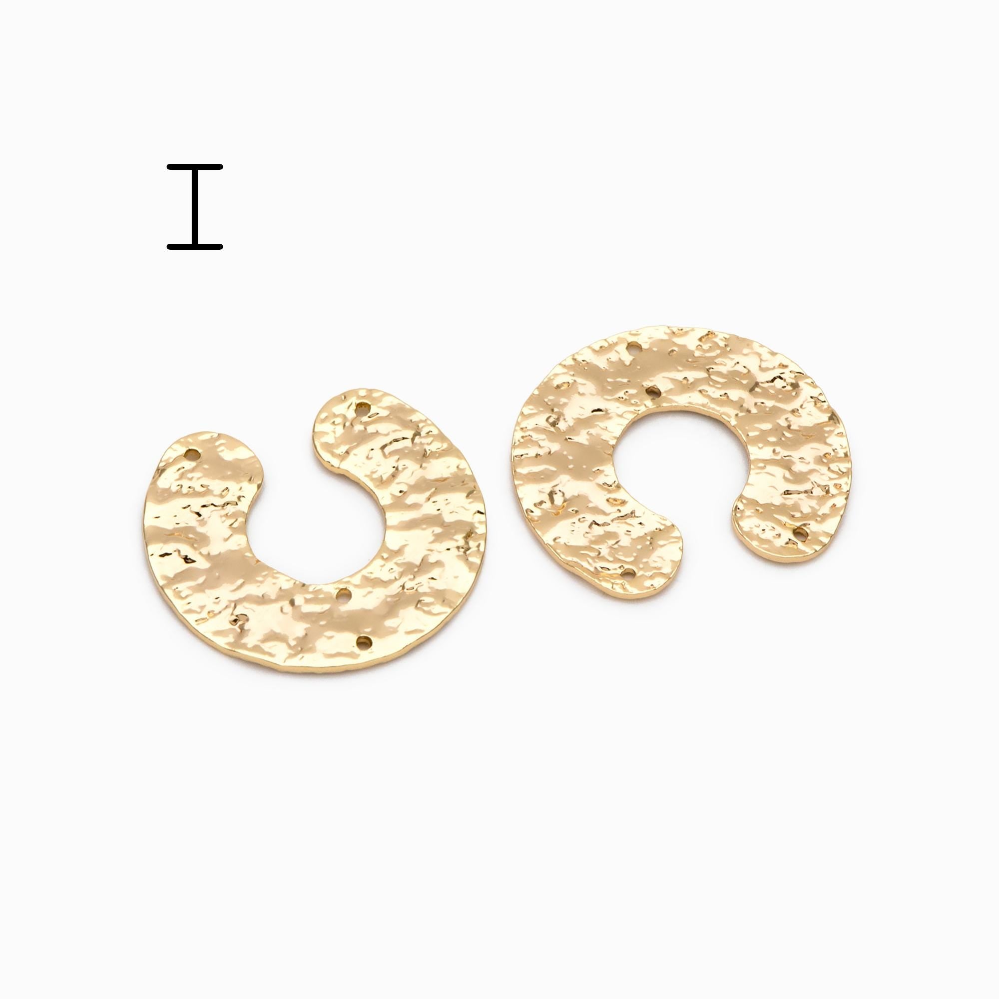 10pcs Gold/ Silver Tone Hammered Charm Connectors, Gold/ Rhodium plated Brass, Rustic Geometric Pendents (GB-1422)